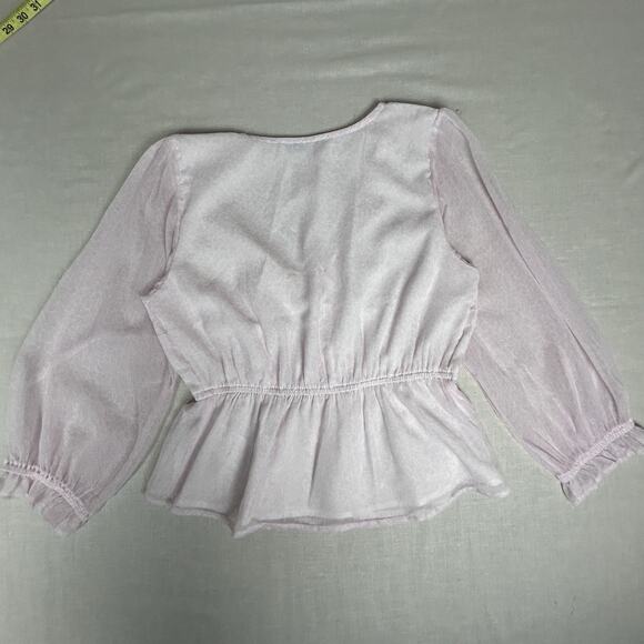 Abercrombie & Fitch V-neck lined sheer blush peasant top defined high waist SZ M - Picture 3 of 8